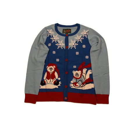 Ugly Christmas Sweater Women's Polar Bear In Snow Xmas Cardigan Sweatshirt