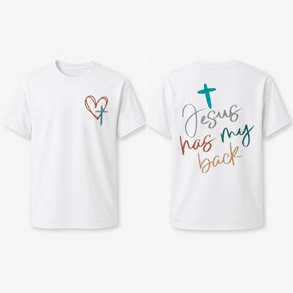 Jesus Has My Back Graphic T-Shirt, Unisex Classic Fit Faith Tee