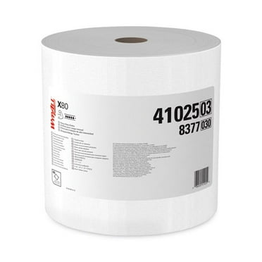 Power Clean X80 Heavy Duty Cloths, Jumbo Roll, 12.4 x 12.2, White, 475/Roll | Bundle of 5 Rolls