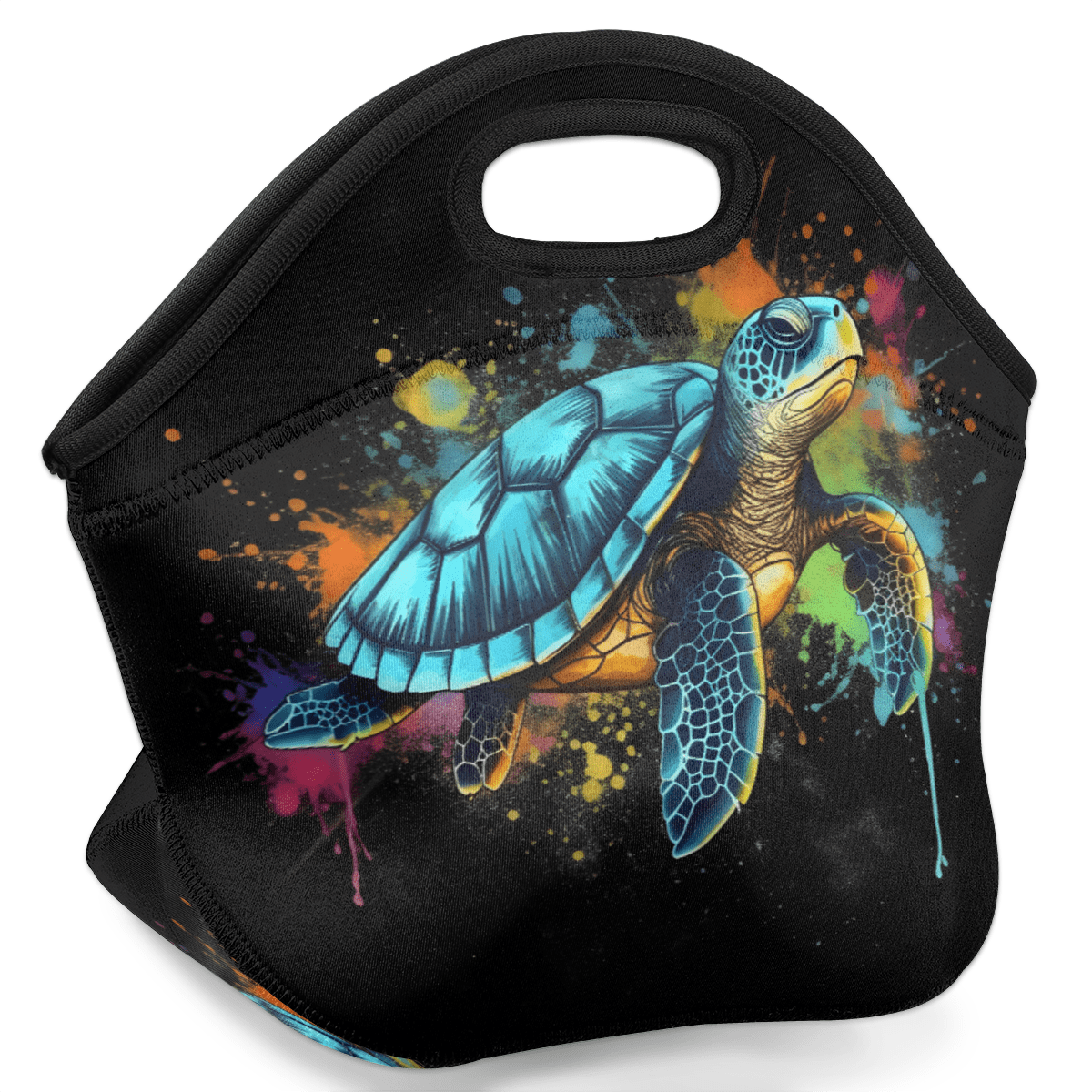 Herdesigns Colorful Neoprene Lunch Bag, Sea Turtle Insulated Lunch Box for Women Men Washable Lunch Tote Soft Lunch Container With Zipper for Work Picnic Travel