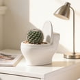 thumbnail image 4 of Uklsqma Toilet-Shaped Ceramic Succulents Planter, White, 6.1x5.1x3.5 Inches | Funny, Drainage Hole, for Desktop, Balcony, Indoor Plants, 4 of 6