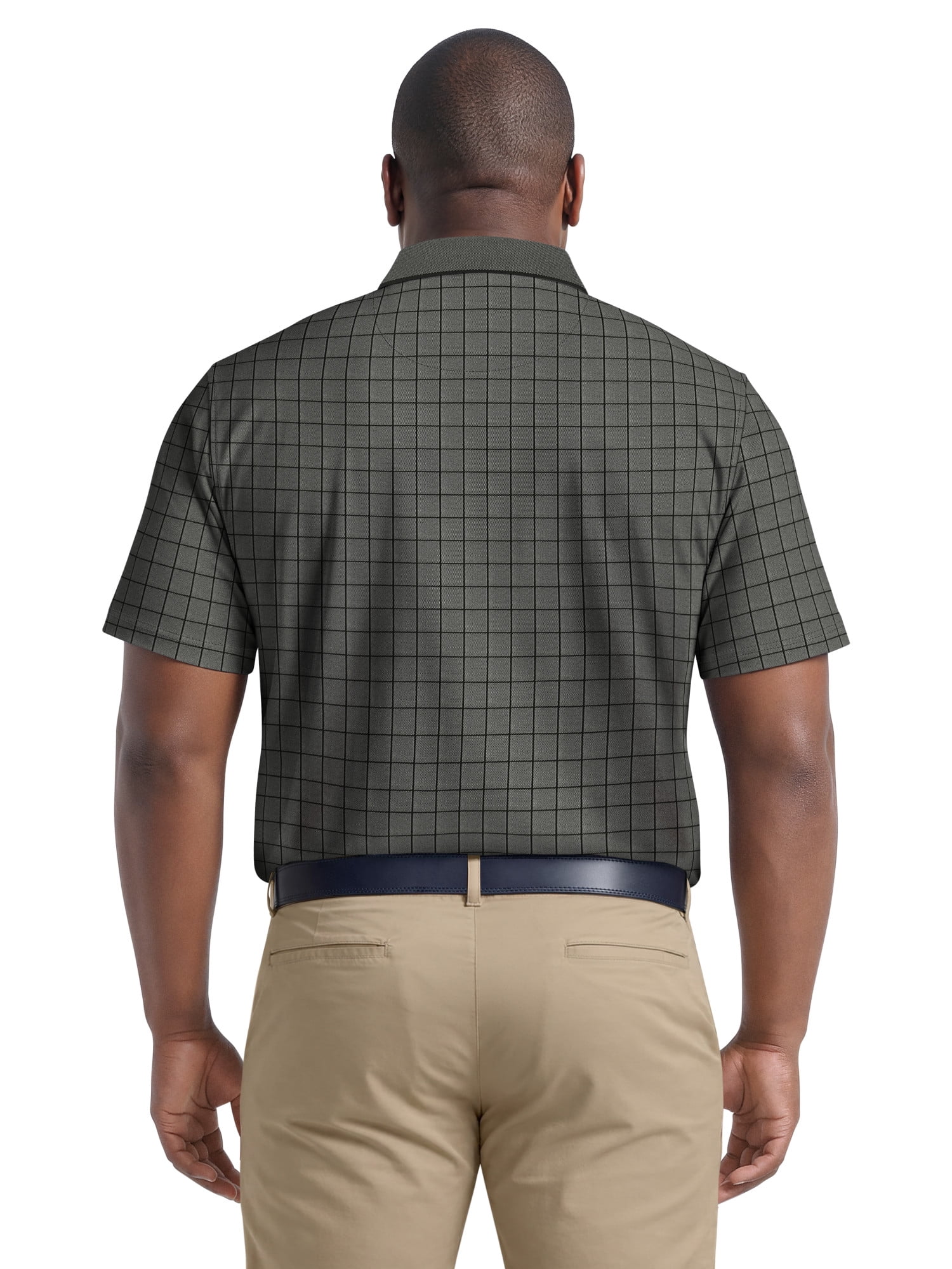 Ben Hogan Performance Men's & Big Men's Windowpane Jacquard Short Sleeve Golf Polo Shirt, Sizes S-4XLT