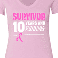 thumbnail image 4 of Inktastic Breast Cancer Survivor 10 Years and Running with Pink Ribbon Women's V-Neck T-Shirt, 4 of 5