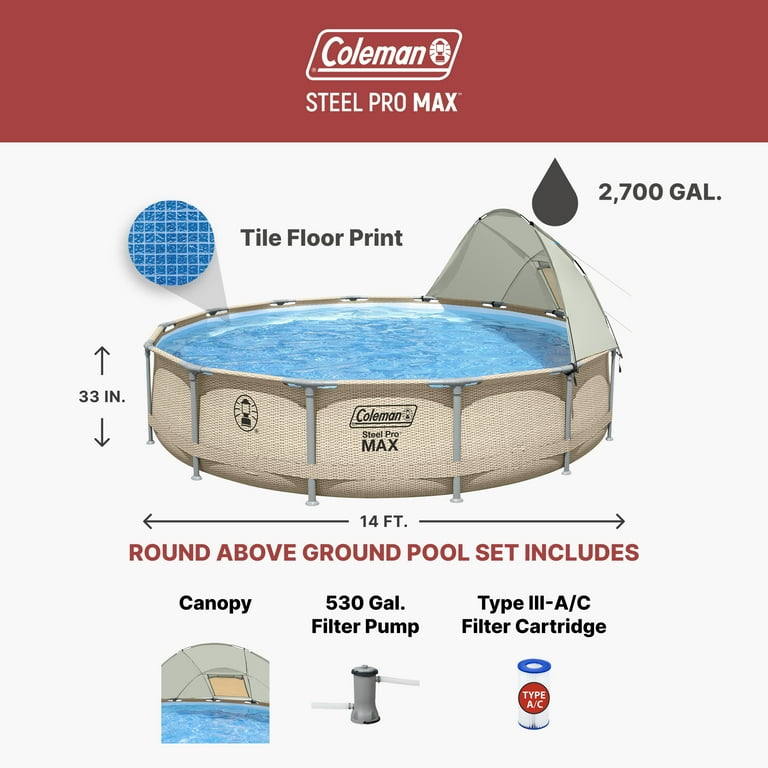 Coleman Steel Pro Max 14' x 33" Round Metal Frame Above Ground Pool Set
