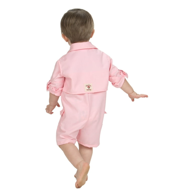 BullRed Baby Vented One Piece Fishing Shortall Romper w/ Snap Closure (6  Solid Colors)