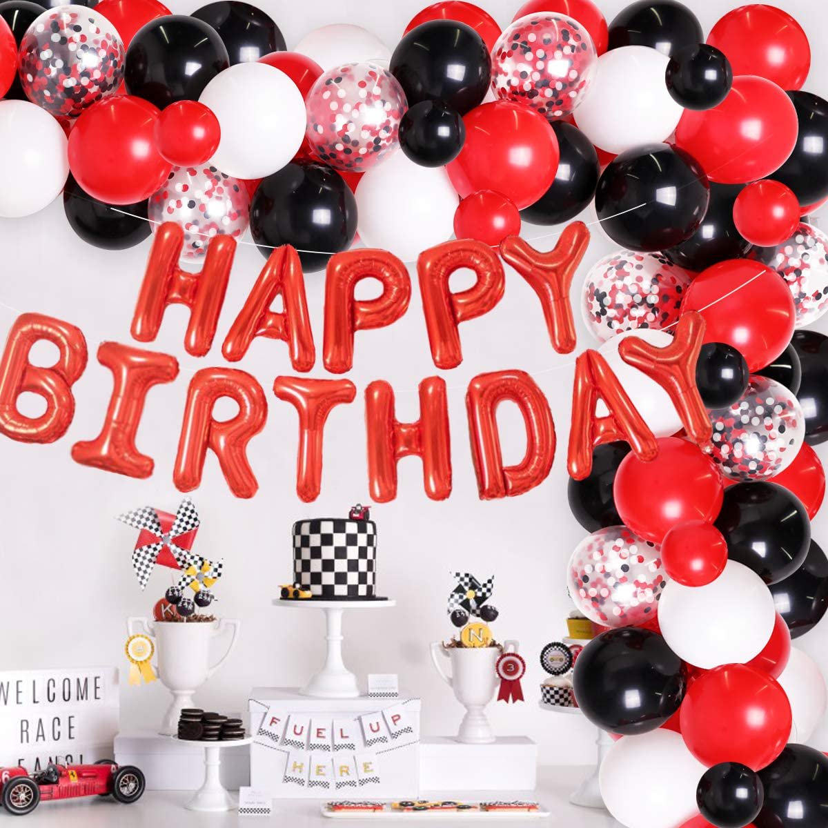 Happy Birthday Balloons Red And White Red Black And White Party Decorations For Men Women Birthday - Balloon  Garland Arch Kit For Racing Car Video Game Birthday Party Supplies With Happy  Birthday Balloon Banner | Walmart Canada