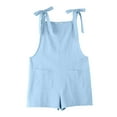 thumbnail image 4 of Girl's Casual Short Jumpsuits Sleeveless V Neck Spaghetti Strap Loose Romper Long Pants Straight Wide Leg Pants Outfits with Side Pockets for Girl 6-7 Years, 4 of 4