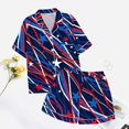 thumbnail image 3 of toraway Pyjama Femme Grande Taille Mode Décontractée Imprimé Drapeau Manches Courtes Col à Revers Ensemble de Pyjama TG, 3 of 3