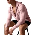 thumbnail image 5 of Mens UPF 50+ Sun Protection Jacket Hooded Long Sleeve Zipper Lightweight Quick Dry Athletic Top with Pockets and Thumb Hole Pink XXL, 5 of 7
