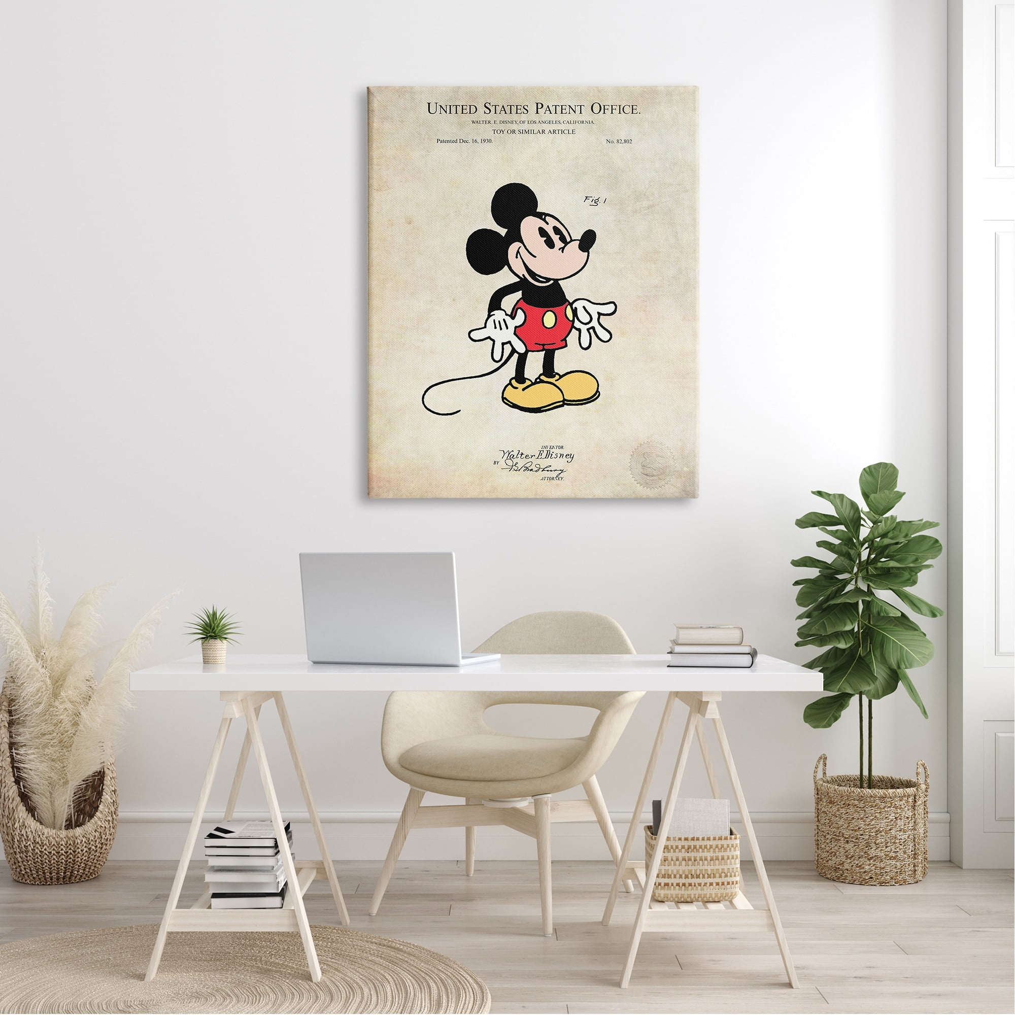 Stupell Industries Toy Character Diagram Patent Design Vintage Style Canvas Wall Art, 36 x 48, Design by Karl Hronek