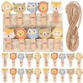 thumbnail image 1 of EeaseCA 100PCS Forest Animals Wood Craft Clips with Twine Photo Clips Clothespin for Hanging Picture, 1 of 8