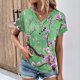 thumbnail image 2 of Mujeres de Verano Superior, V-Cuello Casual Camiseta de Moda de Manga Corta Hecha de Cómodo Estante de Imitación para Toda la Temporada de Uso Diario, Camisetas Cortas para Mujeres, 2 of 4