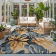 thumbnail image 2 of Large Area Rugs 5'x8', Navy Blue Brown Carpet Runner Indoor Outdoor Rugs Home Decor Aesthetic, Tropical Palm Leaves Vintage Non Slip Mats Washable Accent Rug for Living Room Bedroom, 2 of 8