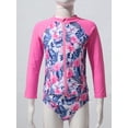 thumbnail image 2 of Aislor Kids Girls 3 Piece Swimsuit Rush Guard Crop Top Briefs Long Sleeve Coat Tankini Bikini Set Size 4-16 Pink Floral 14, 2 of 7