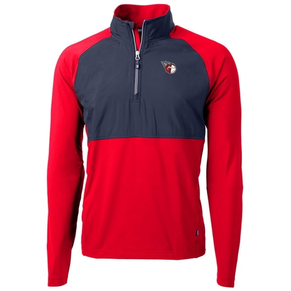 Men's Cutter & Buck Red/Navy Cleveland Guardians Adapt Eco Knit Hybrid Recycled Quarter-Zip Pullover Jacket