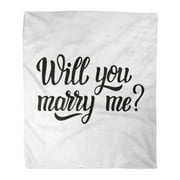 ASHLEIGH Throw Blanket Warm Cozy Print Flannel Will You Marry Me Hand Lettering Text for Wedding Family Home Labels Comfortable Soft for Bed Sofa and Couch 50x60 Inches