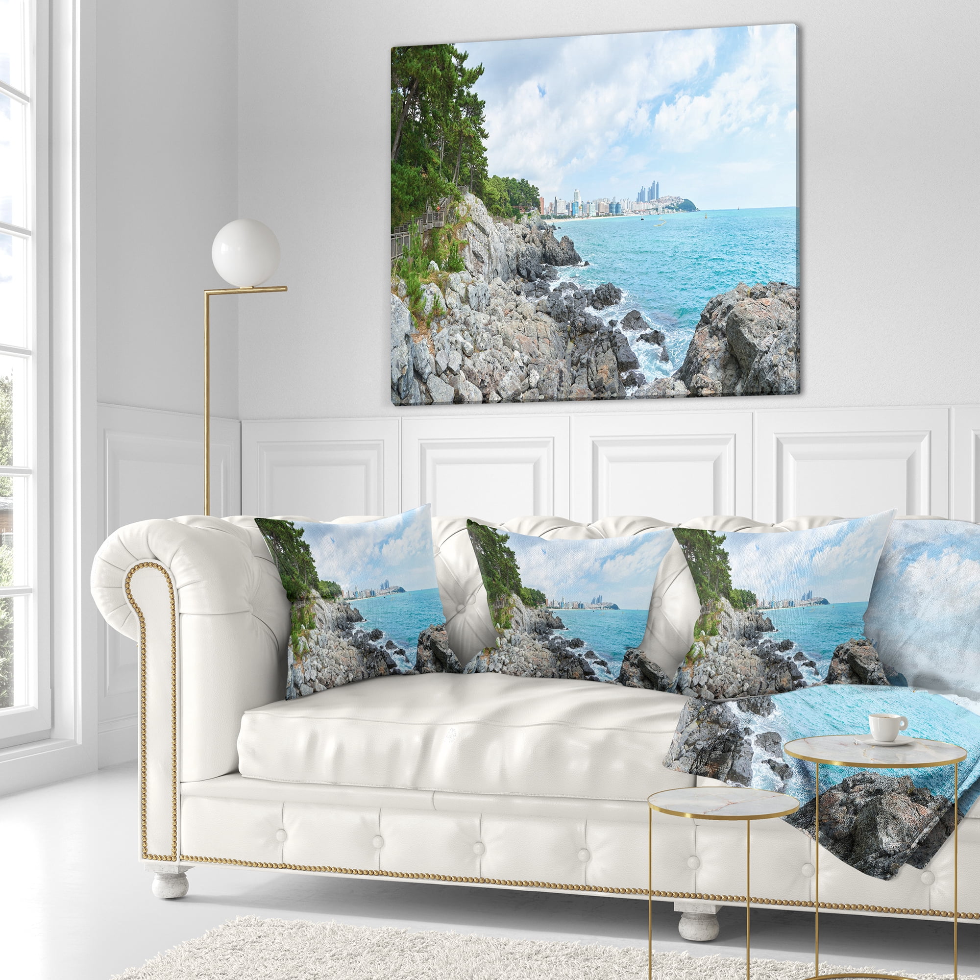 Designart Pathway along the Coast of Dogbane - Landscape Printed Throw Pillow - 18x18