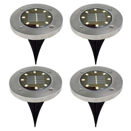 

VerPetridure 4 Pcs 8Led Solar Underground Light Positive White Light
