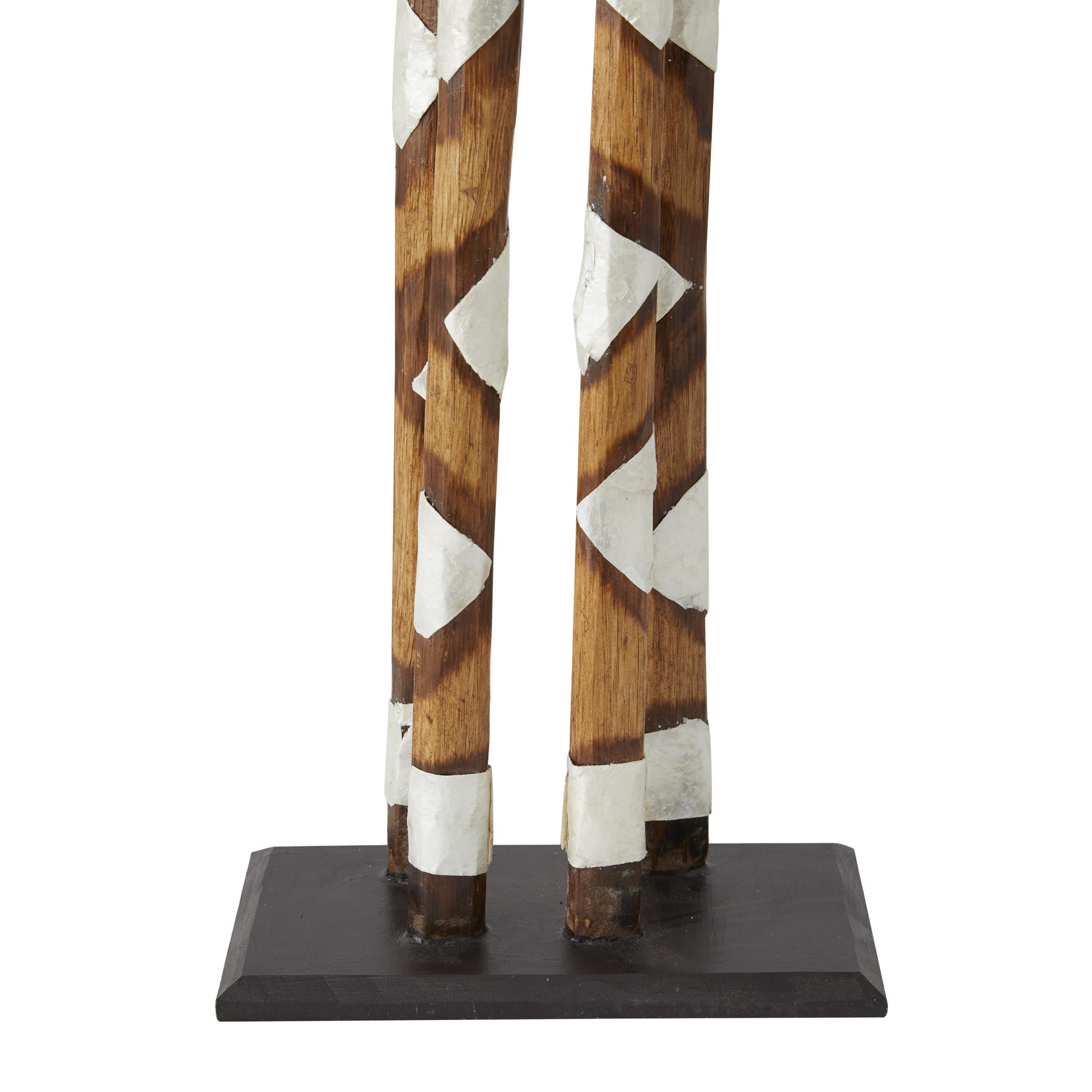 11" x 47" Brown Wood Giraffe Sculpture, by DecMode