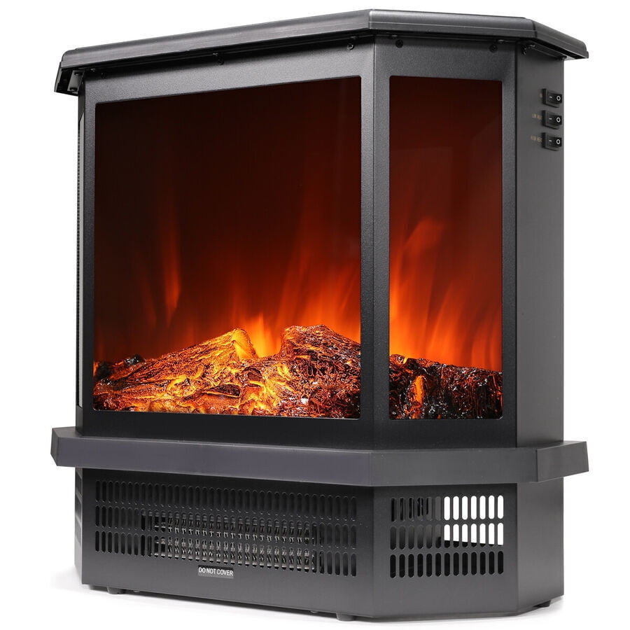 1500W 3D Electric Fireplace Freestanding Heater Flame Stove