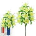 thumbnail image 5 of Artificial Lily Flower, Artificial Flower Bouquet, Faux Flowers, Silk Bridal Bouquet, Multicolor Arrangement, Fake Flowers for Wedding, Home Centerpiece Decor for Wedding Home Party Table Decoration, 5 of 7