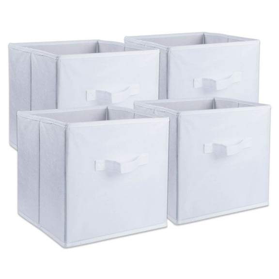 DII Non Woven Fabric Storage Bin Organizer Cube, Large Set, 11x11x11", White, 4 Piece