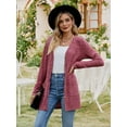 thumbnail image 5 of Women'S 2025 Fall Fashion Cardigan Soft Knit Cardigan for Women Long Sleeve Open Front Coat with Pockets Wine Red L, 5 of 9