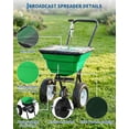 thumbnail image 4 of Memoryfield 100LB Broadcast Spreader 12FT Wide, 13" All-Terrain Wheels, Walk Behind Lawn Spreader for Lawn Fertilizer/Seed/Salt, Green, 4 of 7