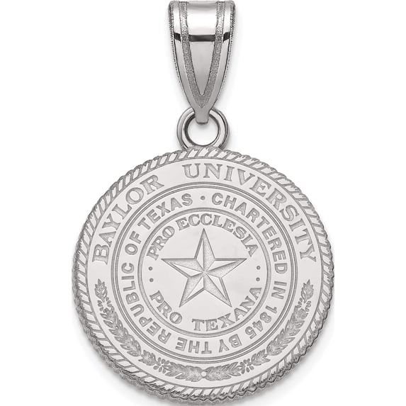 Sterling Silver Rh-Plated Logoart Baylor University Medium Crest Pendant (22 X 15) Made In United States ss037bu