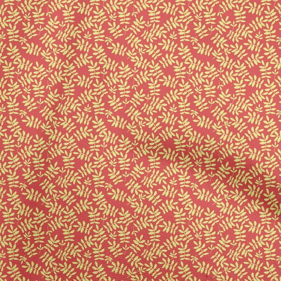 oneOone Cotton Poplin Twill Red Fabric Leaf Sewing Material Print Fabric By The Yard 56 Inch Wide