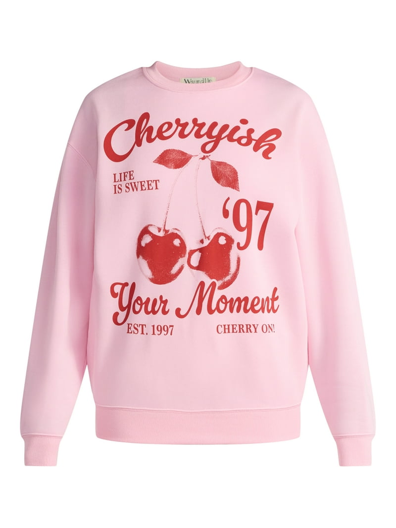 【新品】HLT Cherish Oversized Sweatshirt Women's Cherryish Graphic Sweatshirt with Long Sleeves, Sizes XXS