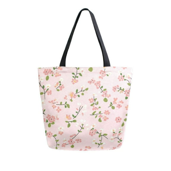 Durable Canvas Tote Bag with Zip Pocket Bags for Woman Shoulder Versatile Carryall for Everyday Use Small Floral Pattern