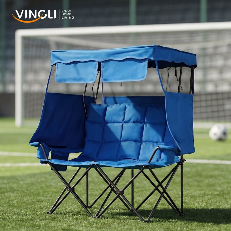 Ktaxon Double Camping Chair w/Shade Canopy, Folding Two Person