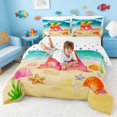 thumbnail image 3 of Manfei Cartoon Initial K Beach Seashell Starfish Full Size Comforter Sets for Kids Boys and Girls, Nautical Alphabet Print Bedding Sets, Stars Reversible 3 Pieces, 1 Comforter and 2 Pillowcases, 3 of 6