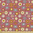 thumbnail image 2 of Ambesonne Floral Fabric by the Yard Upholstery, Abstract Funky Colors Layout, 3 Yards, Vermilion Pale Teal, 2 of 5