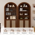 thumbnail image 6 of S-HOME Mid-Century Modern Arched Bookcase with Doors, 71" Tall Cabinet, 5 Adjustable Shelves Rattan Storage for Living Room, 6 of 10