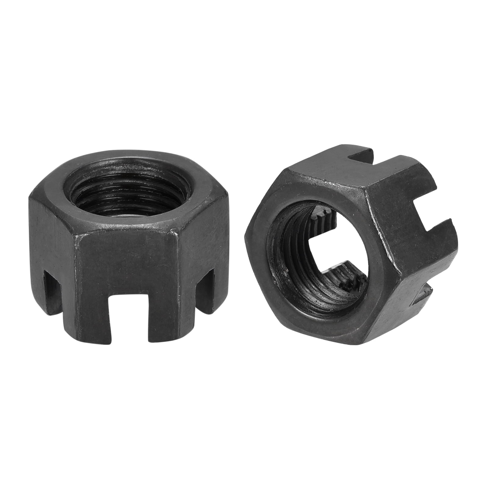 Uxcell M14x1.5mm Hexagon Slotted Nut, Grade 4.8 Carbon Steel Hex Castle
