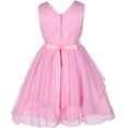 thumbnail image 2 of Flower Girl Dress V-Neck Chiffon Triple Layer Stone Belt for Big Girl Pink 12 JKS.2068, 2 of 2