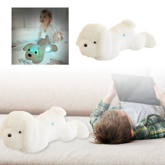LED Light Up Cute Pug Dog Stuffed Animal Toy Adorable Glow In The Dark Soft Pet Figure