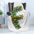 thumbnail image 4 of Letter F Soft Flannel Fleece Blanket, Christmas Bells Santa with Gifts Colorful Candies on Pine Design Capital F Print, Cozy Plush for Indoor and Outdoor Use, 50" x 70", Multicolor, by Ambesonne, 4 of 5