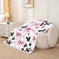 thumbnail image 2 of Erosebridal Ribbon Bowknot Fleece Blanket, Black Butterfly Sherpa Throw, Floral Decor, 2 of 6