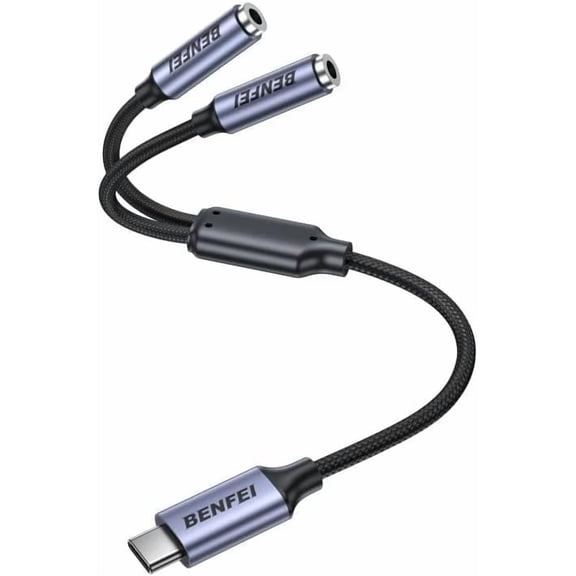 BENFEI USB C to Dual 3.5mm Audio Splitter, Headphone Adapter for 2 People to Share Music & Movie, Compatible with iPhone 16/15 Pro Max/Pro/Plus, Samsung GalaxyS23/S22, iPad Pro, MacBook, Pixel & More