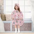 thumbnail image 7 of Wearable Blanket with Sleeves and Pocket Oversized Hooded Sweatshirt 3-14 YR Pink Christmas Pattern S, 7 of 7