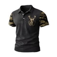 thumbnail image 2 of Men's Polo Shirts Short Sleeve Button Collared Top Cowboy Summer Sports Golf Shirts for Men Black XL, 2 of 3