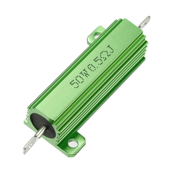 50W 0.5 Ohm Aluminium Housing Chassis Mount Wirewound Power Resistor Green 1pcs