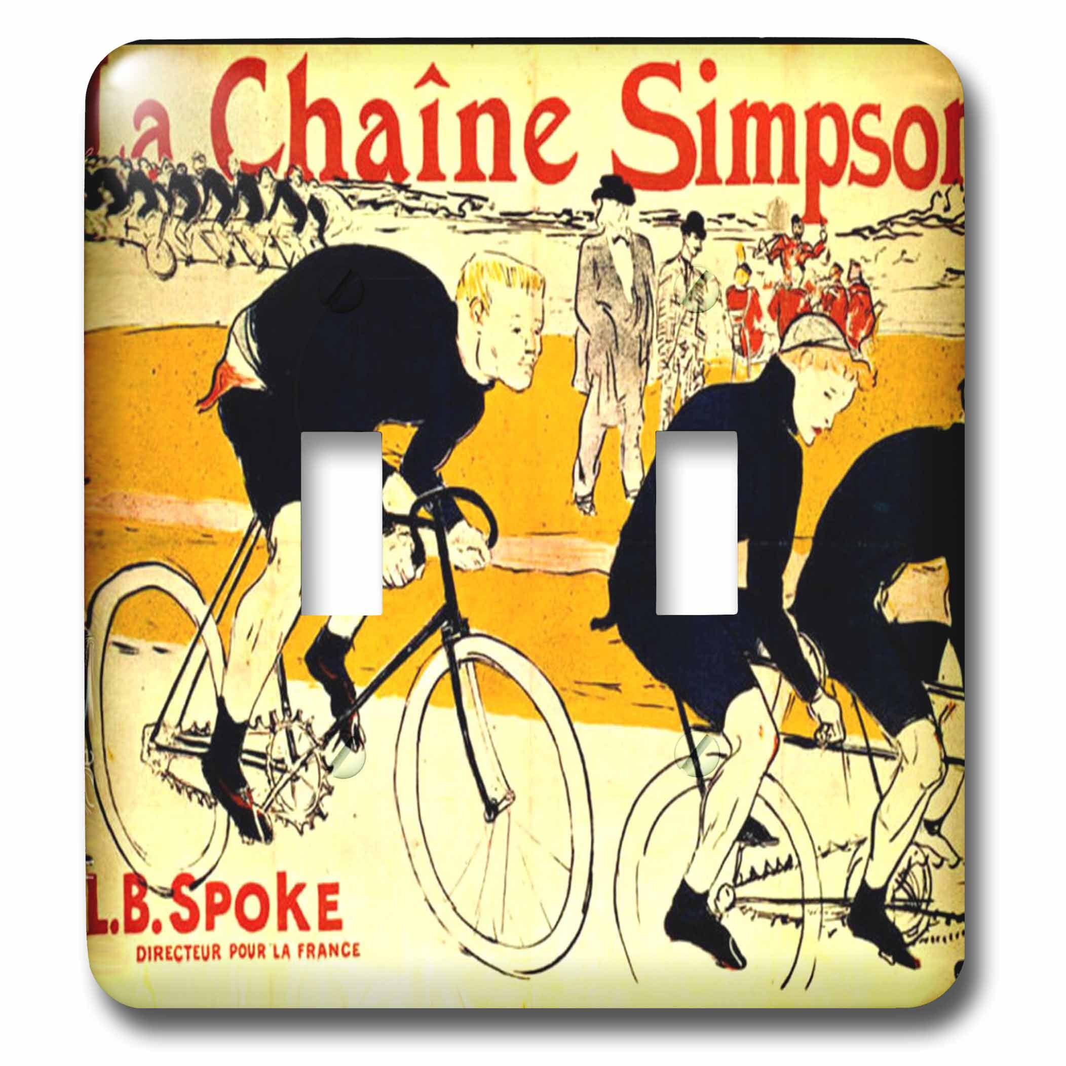 3dRose LSP/_62257/_2 French Ad The Chain for Bikes by Lautrec Double Toggle Switch