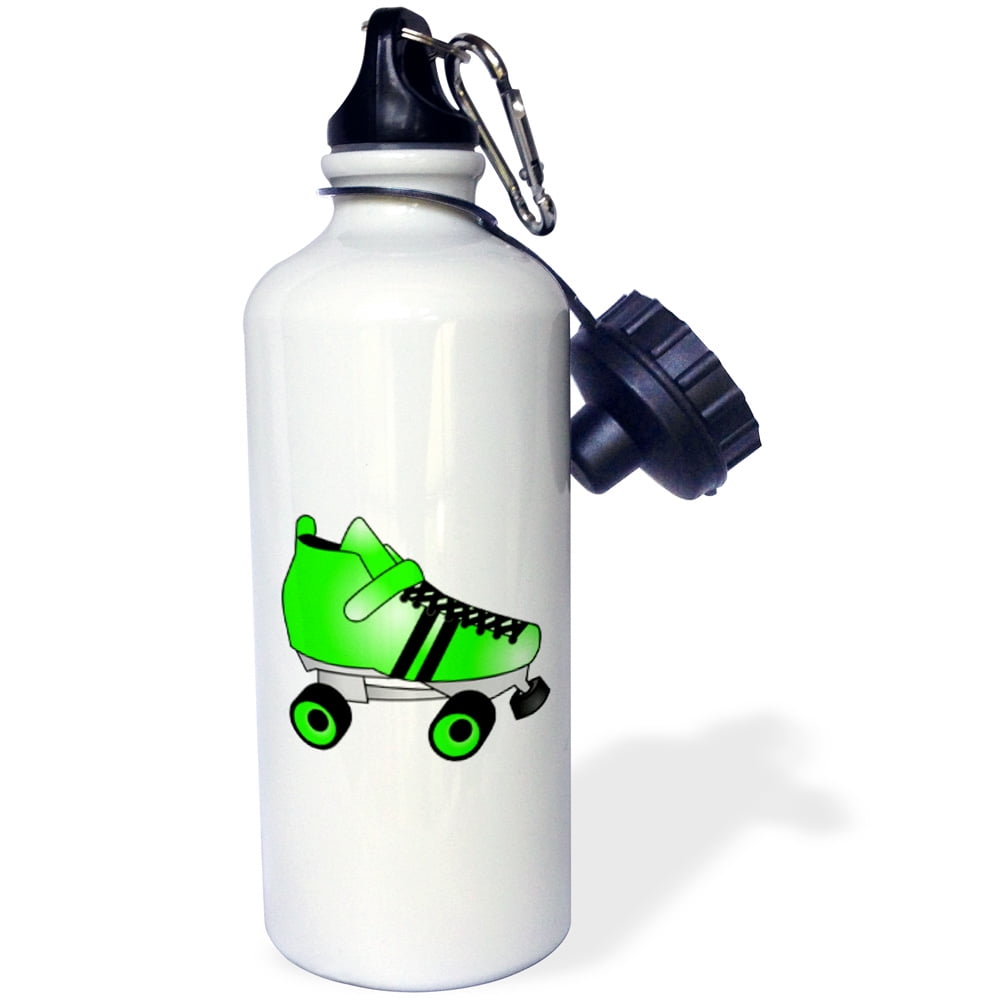3dRose Skating Gifts Green and Black Roller Skate, Sports Water Bottle, 21oz by Supplier Generic