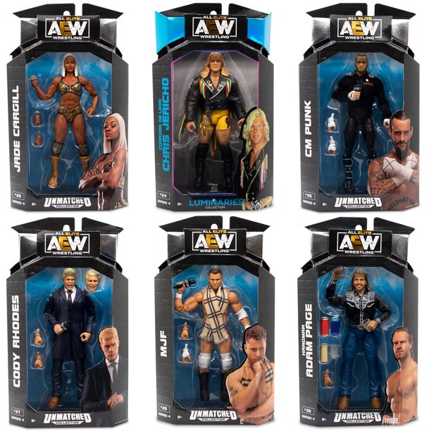 AEW Unmatched Series 4 Set of 6 Toy Wrestling Action Figures