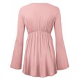 thumbnail image 3 of MBJ WT1159 Womens V Neck Long Sleeve Empire Waist Tunic Top L PINK, 3 of 3