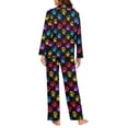 thumbnail image 4 of FOR U DESIGNS Hippie Dog Footprint Pajamas Sets for Women 2 Piece Size XL Pants Button Up Sleepwear Long Sleeve V-neck Tops for Womens Nightwear Sets Button Front, 4 of 7